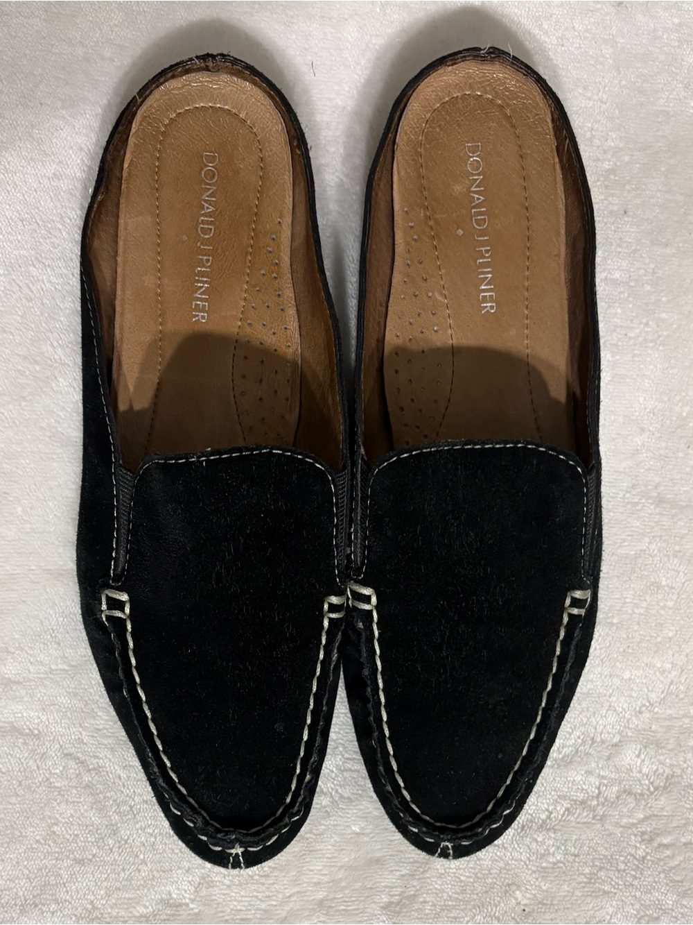Donald J Pliner Women’s Black Suede Open Back Slip On Loafers Size 7.